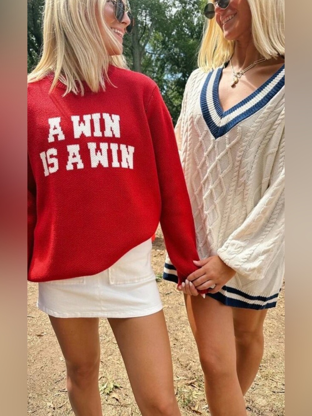 Show Me Your Mumu Red Win Graphic Knit Sweater L